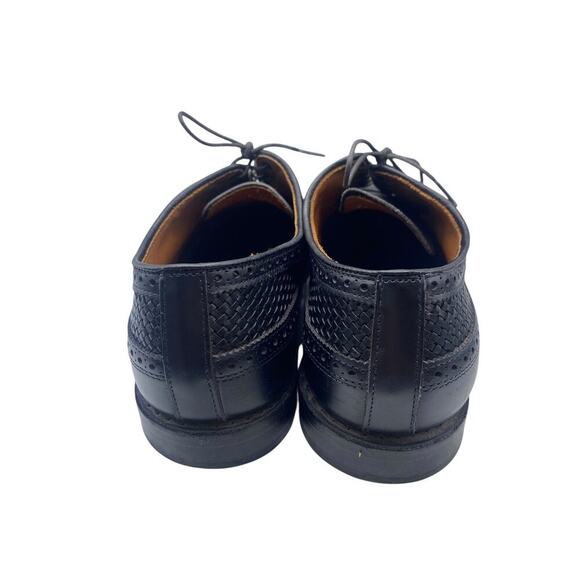 Allen Edmonds Boca Raton Black Woven Leather Dress Shoes Mens 11 Wingtip Derby - Picture 6 of 14